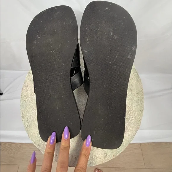 Dior Men’s Black Leather Logo Slides Sandals EU 41.5 (8-8.5) Made in Italy - Picture 5 of 6